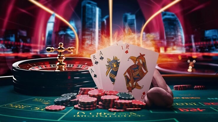 Live blackjack table with dealer and cards